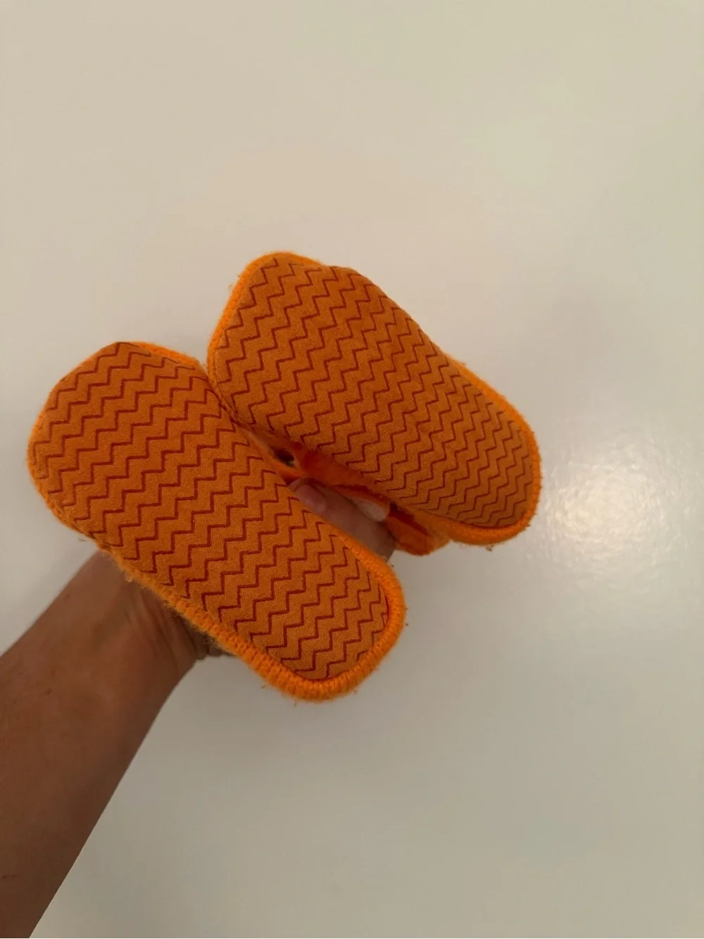 Carter's Bright Orange Pumpkin Knit Baby Booties with Strap